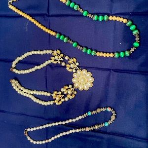 Costume pearl necklaces jade beads hand made, flower pearls , and  beads green